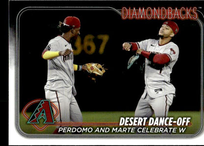 2024 Topps #190 Desert Dance-Off: Perdomo and Marte Celebrate W #/73