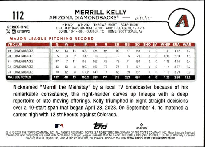 2024 Topps #112 Merrill Kelly