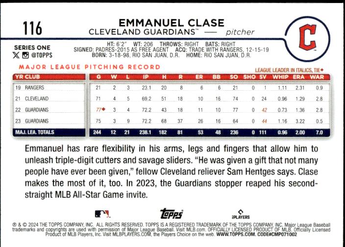 2024 Topps #116 Emmanuel Clase