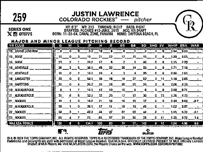 2024 Topps #259 Justin Lawrence