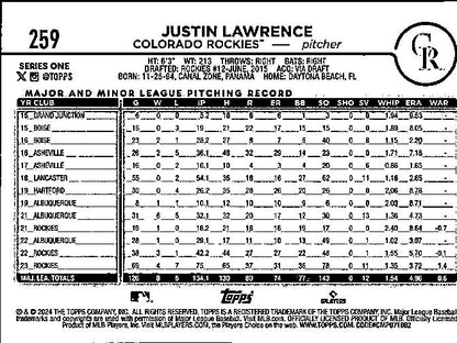 2024 Topps #259 Justin Lawrence