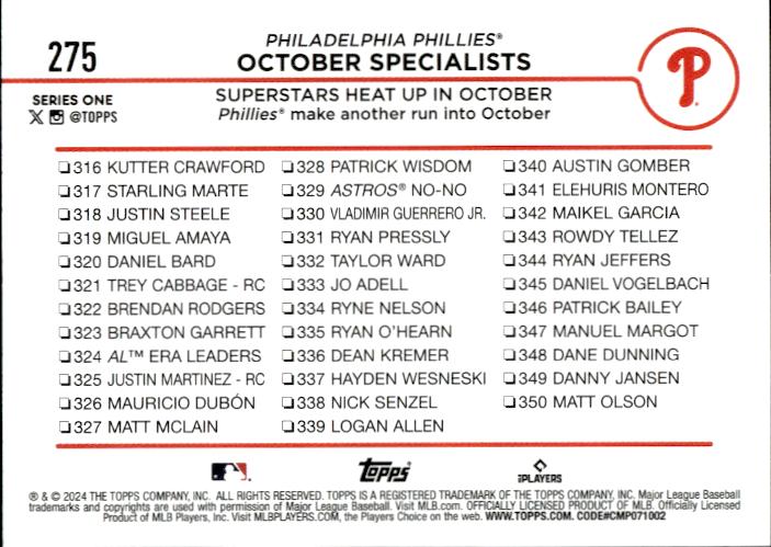 2024 Topps #275 October Specialists: Superstars Heat Up in October