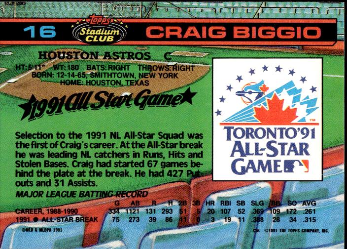 1992 Stadium Club Dome #16 Craig Biggio