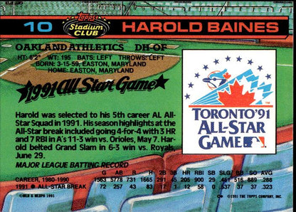 1992 Stadium Club Dome #10 Harold Baines