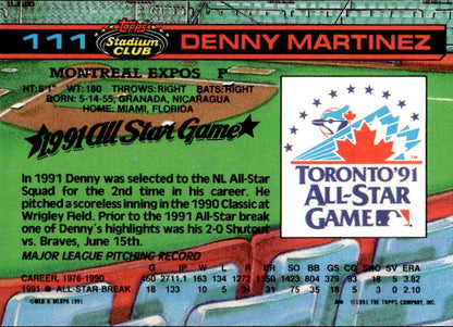 1992 Stadium Club Dome #111 Denny Martinez