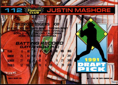 1992 Stadium Club Dome #112 Justin Mashore