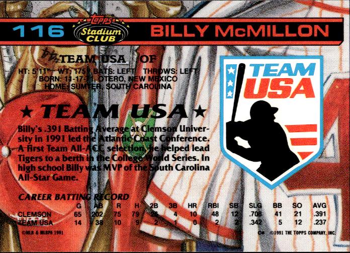 1992 Stadium Club Dome #116 Billy McMillon