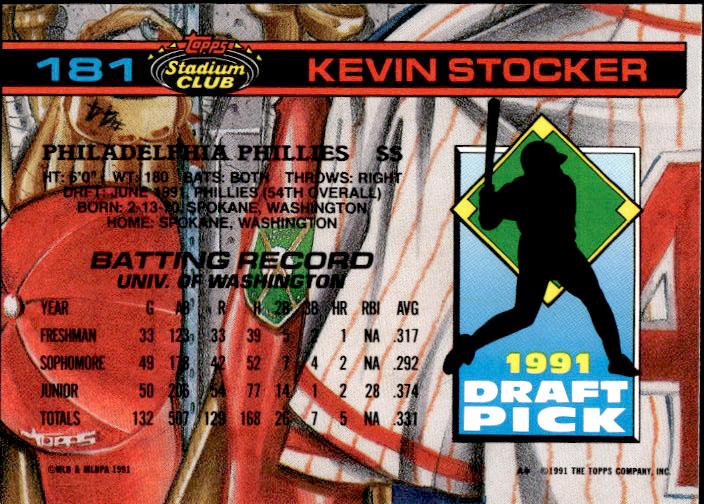 1992 Stadium Club Dome #181 Kevin Stocker