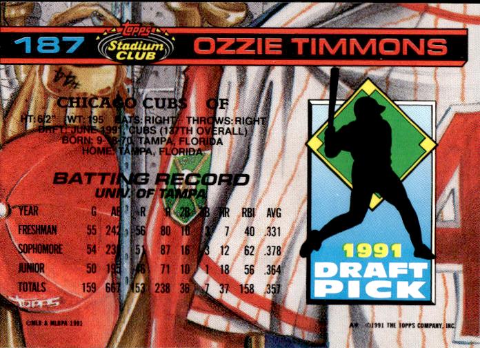 1992 Stadium Club Dome #187 Ozzie Timmons