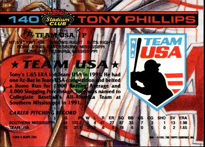 1992 Stadium Club Dome #140 Tony Phillips