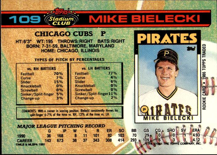 1991 Stadium Club #109b Mike Bielecki