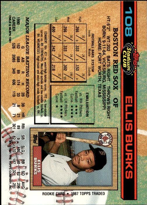 1991 Stadium Club #108b Ellis Burks