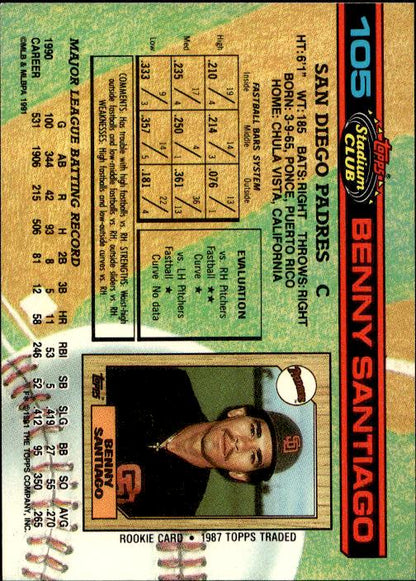 1991 Stadium Club #105a Benny Santiago