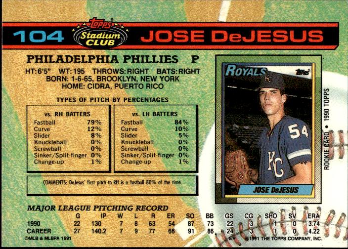 1991 Stadium Club #104b Jose DeJesus