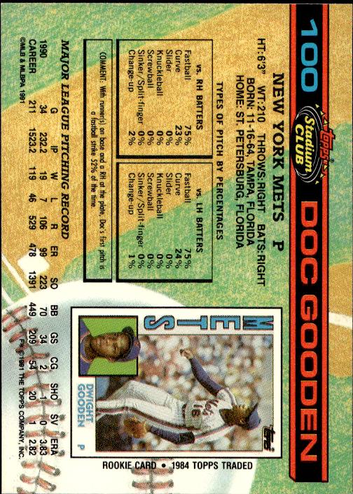 1991 Stadium Club #100b Doc Gooden