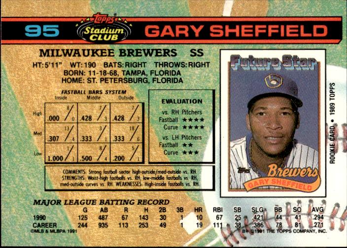 1991 Stadium Club #95a Gary Sheffield