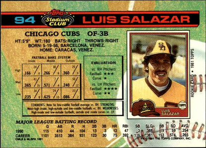 1991 Stadium Club #94a Luis Salazar