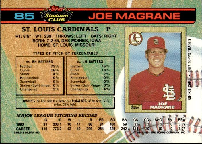 1991 Stadium Club #85 Joe Magrane