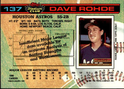 1991 Stadium Club #137b Dave Rohde