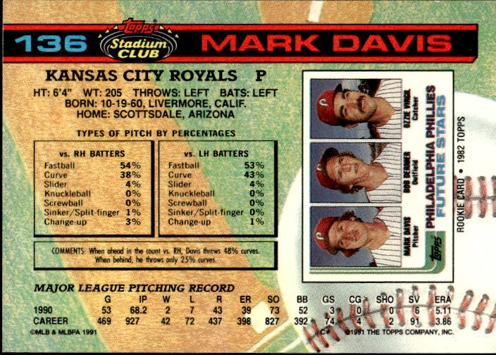 1991 Stadium Club #136a Mark Davis