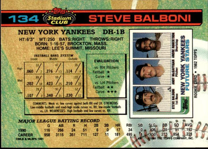 1991 Stadium Club #134a Steve Balboni