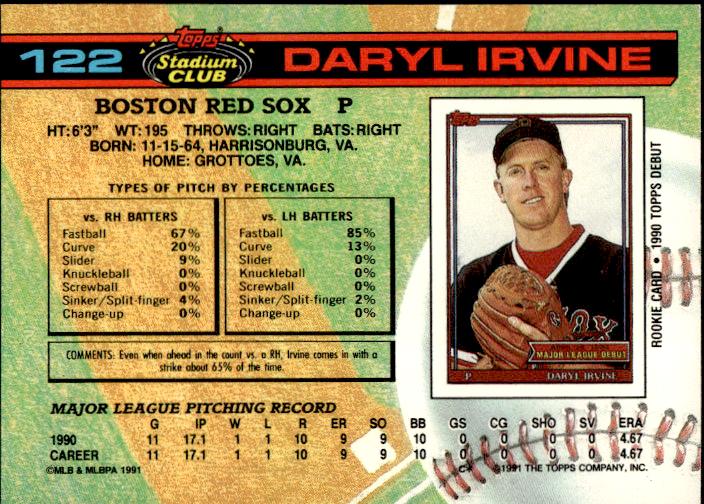 1991 Stadium Club #122b Daryl Irvine