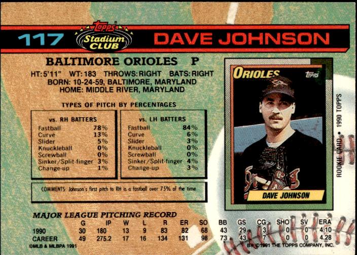 1991 Stadium Club #117a Dave Johnson