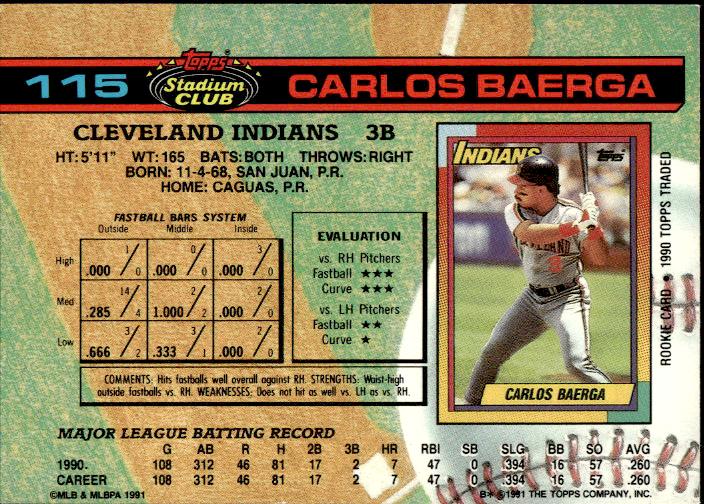 1991 Stadium Club #115a Carlos Baerga