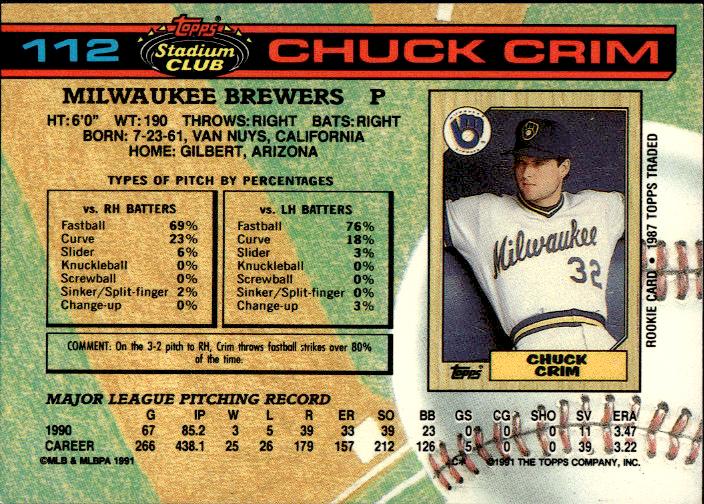 1991 Stadium Club #112 Chuck Crim