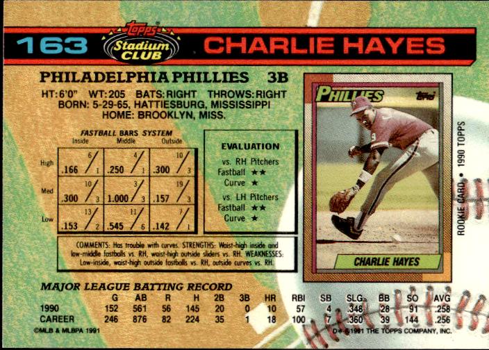 1991 Stadium Club #163b Charlie Hayes