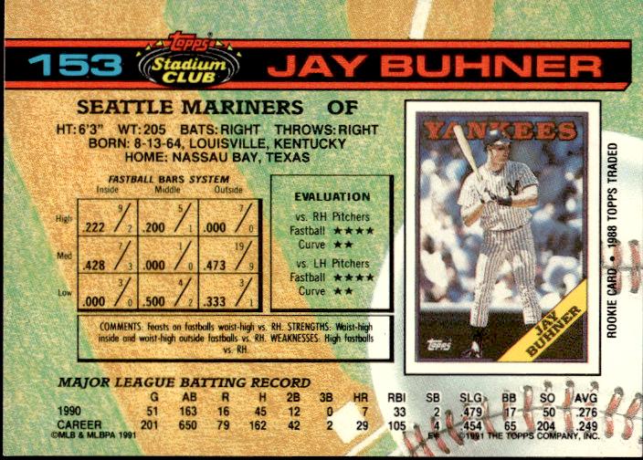 1991 Stadium Club #153 Jay Buhner