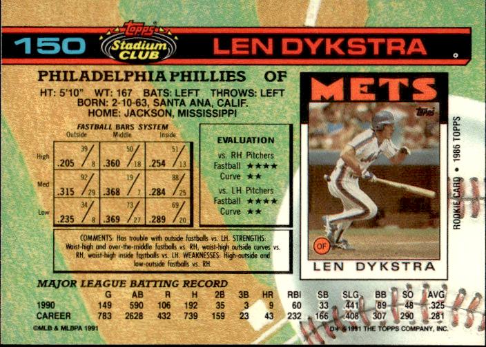 1991 Stadium Club #150 Len Dykstra