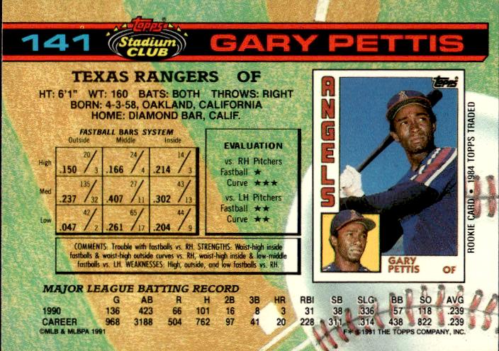 1991 Stadium Club #141b Gary Pettis