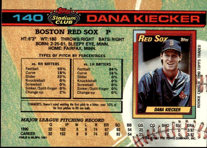 1991 Stadium Club #140a Dana Kiecker