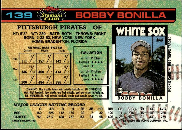 1991 Stadium Club #139a Bobby Bonilla