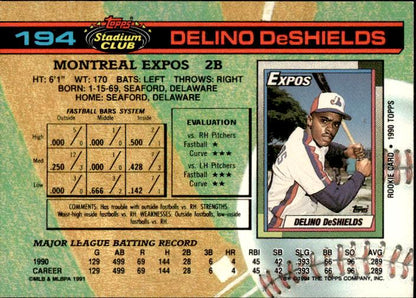 1991 Stadium Club #194 Delino DeShields