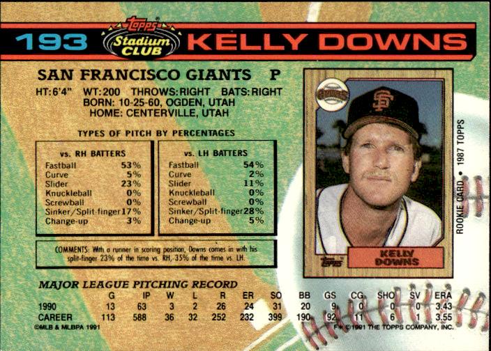 1991 Stadium Club #193a Kelly Downs