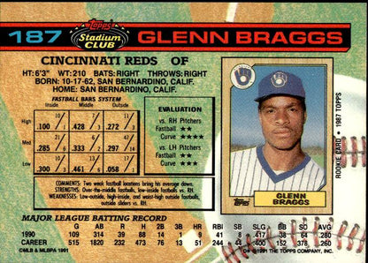 1991 Stadium Club #187 Glenn Braggs