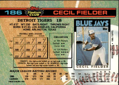 1991 Stadium Club #186 Cecil Fielder