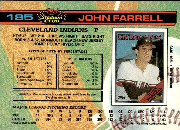 1991 Stadium Club #185a John Farrell