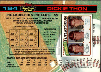 1991 Stadium Club #184b Dickie Thon