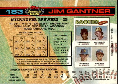 1991 Stadium Club #183b Jim Gantner