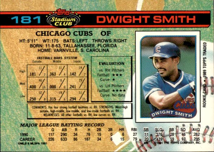 1991 Stadium Club #181 Dwight Smith