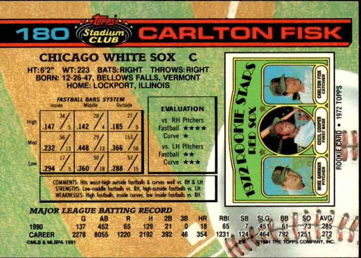 1991 Stadium Club #180a Carlton Fisk