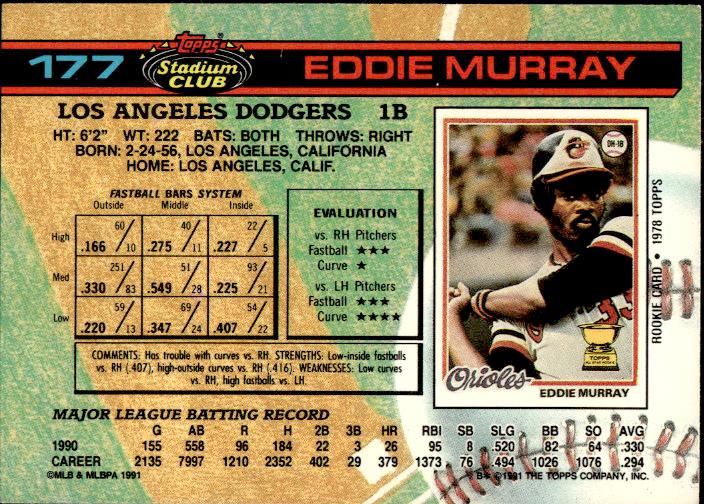 1991 Stadium Club #177 Eddie Murray