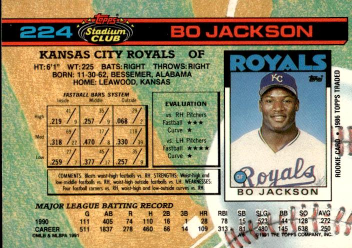 1991 Stadium Club #224a Bo Jackson