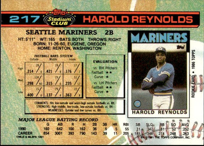 1991 Stadium Club #217 Harold Reynolds