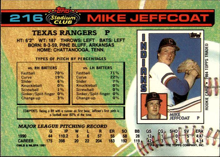 1991 Stadium Club #216 Mike Jeffcoat