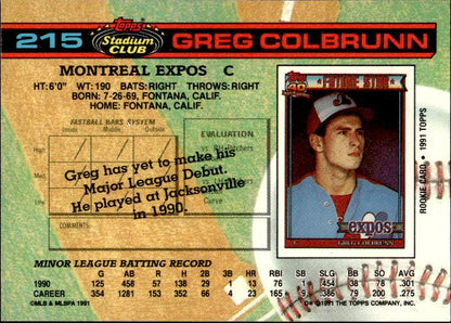 1991 Stadium Club #215a Greg Colbrunn