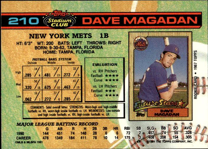 1991 Stadium Club #210a Dave Magadan